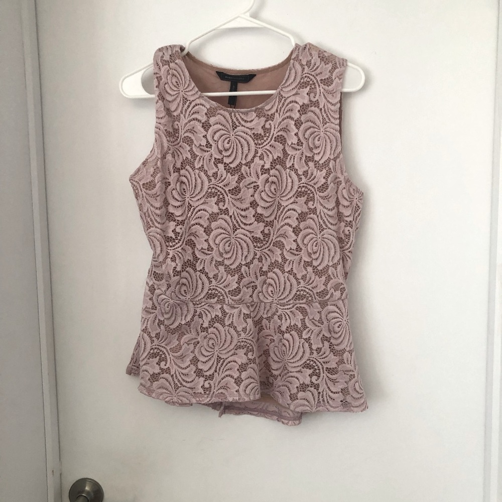 Bcbg lace péplum top. Large.